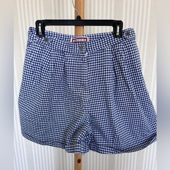 Pacer Pants - Vintage Pacer Blue and White Gingham Women's Shorts Size 16 High Waist